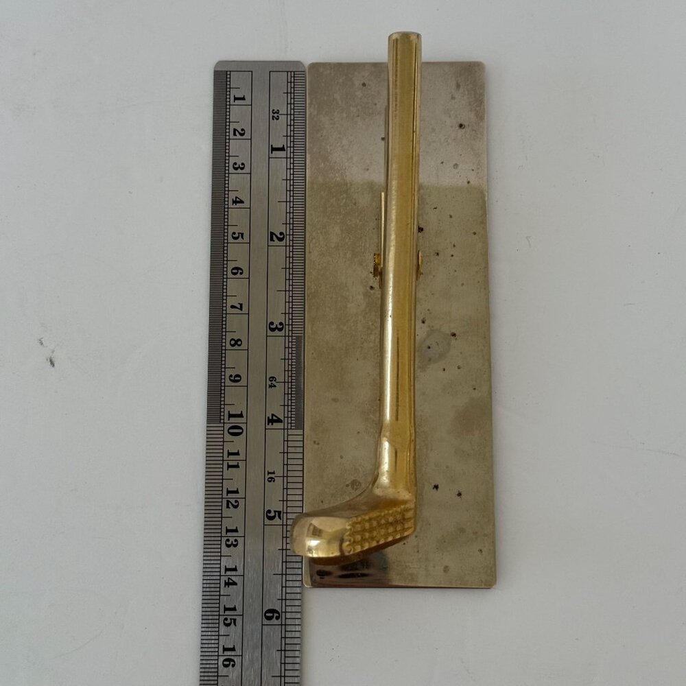 Golf Club Paper Holder 1970s Brass Clip Document Vintage Novelty Office Gift - Picture 4 of 5